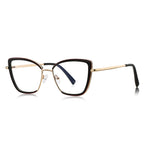 Acetate Liner Cat Eye Blue Light Blocking Glasses in Gold with Black & Red Liner
