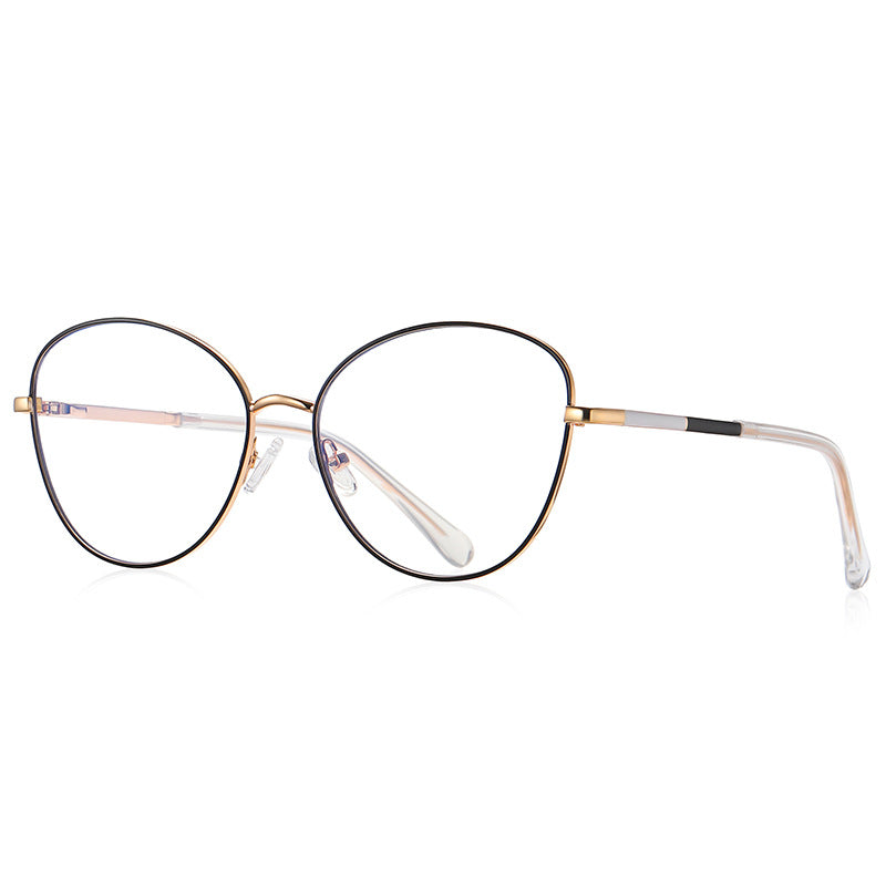 Colorblock Temple Butterfly Blue Light Blocking Glasses in Gold with Black Enamel Rim