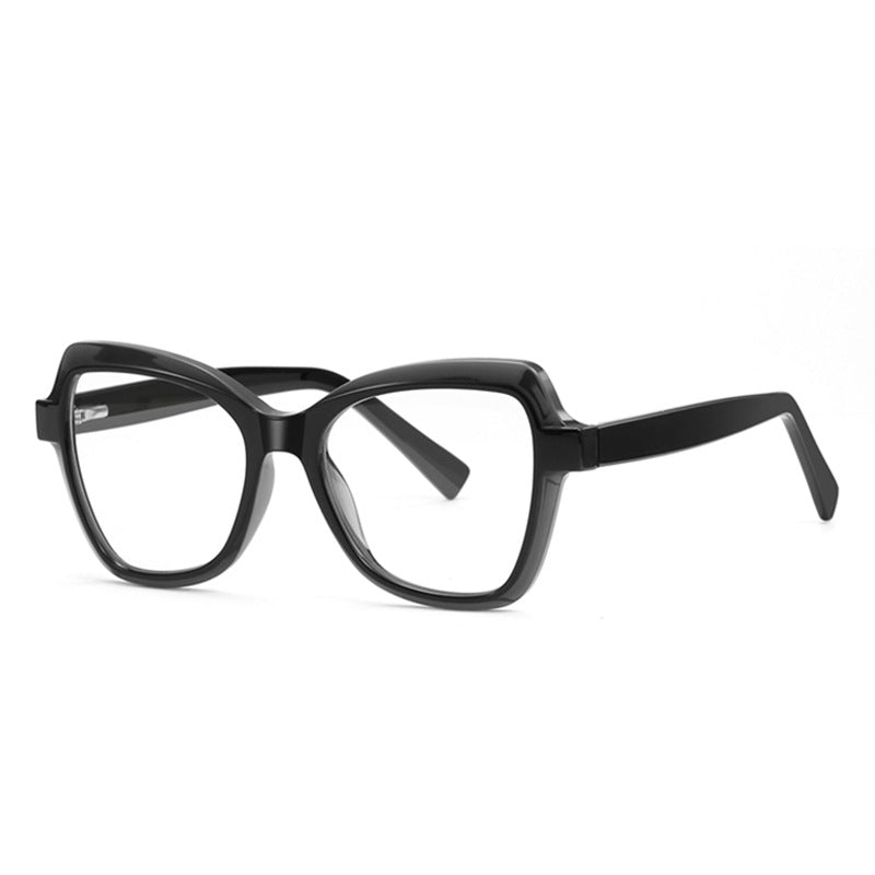 Layered Butterfly Blue Light Blocking Glasses in Glossy Solid Black