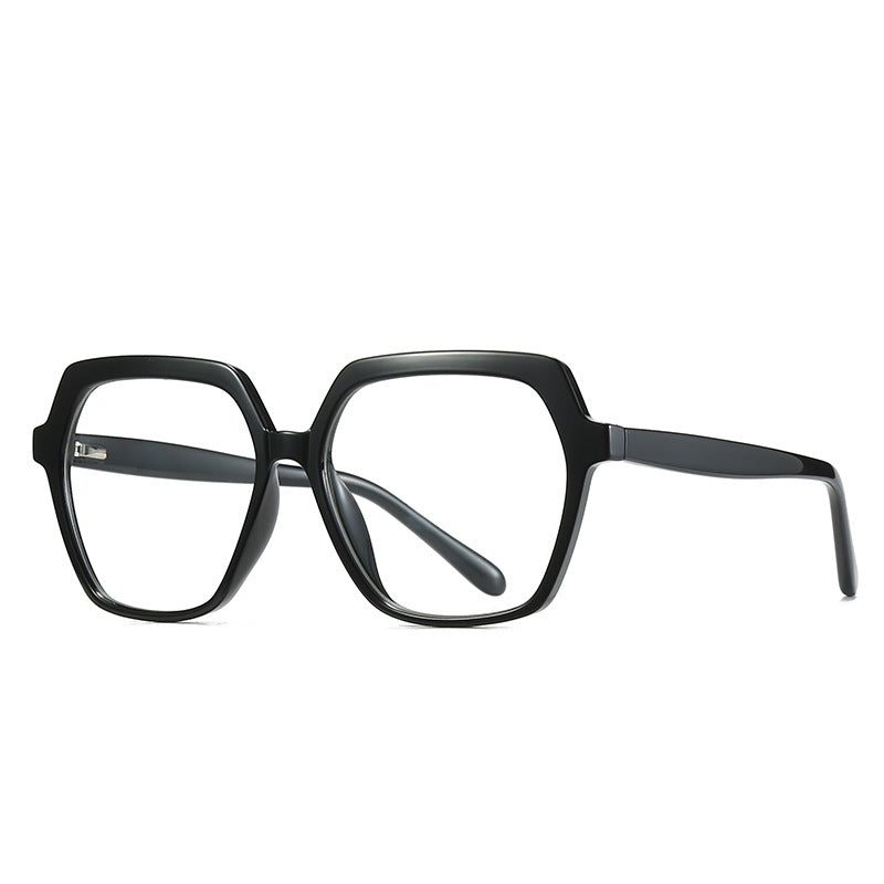 Geometric Hexagon Blue Light Blocking Glasses in Glossy Black