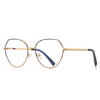 Enamel Brow Geometric Spring Hinge Blue Light Blocking Glasses in Silver with Cobalt Blue Enamel Brow