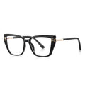 Geometric Link Cat Eye Blue Light Blocking Glasses in Glossy Black