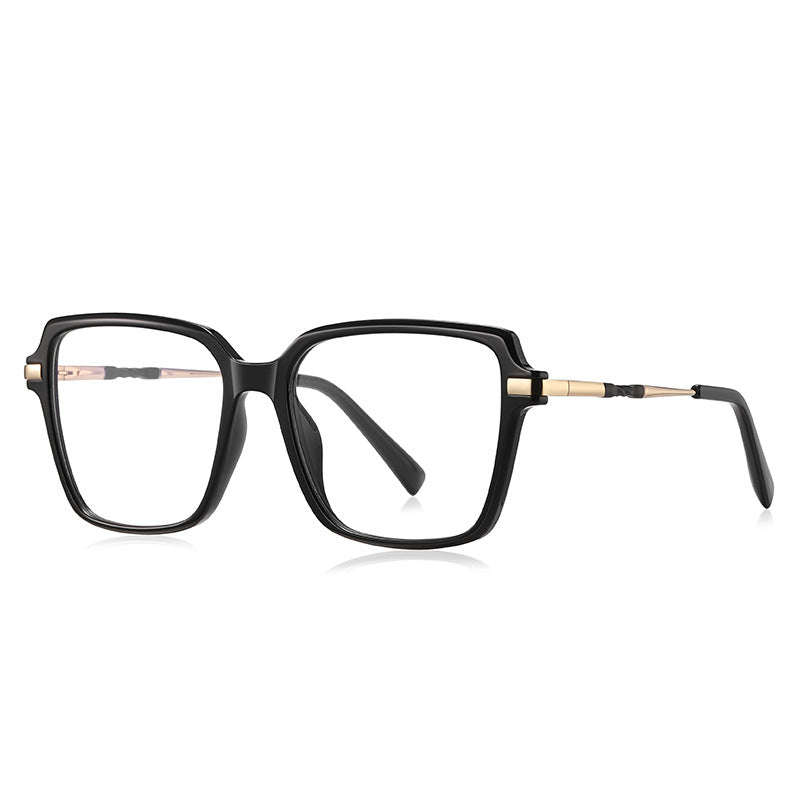 Oversized Square Blue Light Blocking Glasses in Glossy Black