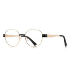 Accent Block Metal Round Blue Light Blocking Glasses in Gold & Black