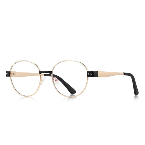 Accent Block Metal Round Blue Light Blocking Glasses in Gold & Black