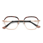 Arched Brow Geometric Square Blue Light Blocking Glasses in Rose Gold with Tortoiseshell Brow