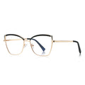 Triangle Wing Butterfly Blue Light Blocking Glasses in Gold with Black Brow & Triangle Wingtips