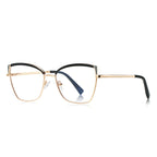 Triangle Wing Butterfly Blue Light Blocking Glasses in Gold with Black Brow & Triangle Wingtips