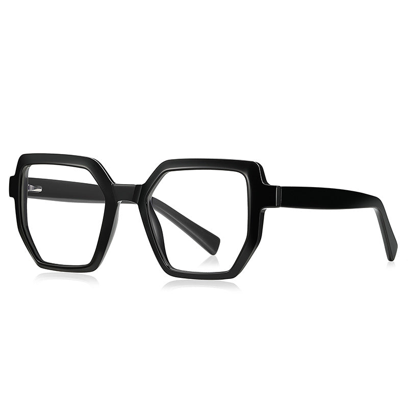 Faceted Geometric Blue Light Blocking Glasses in Glossy Black