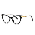 Wave Temple Cat Eye Blue Light Blocking Glasses in Glossy Solid Black