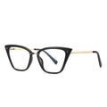 Gold Brow Bar Cat Eye Blue Light Blocking Glasses in Glossy Solid Black