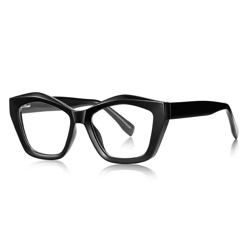 Sculpted Wave Cat Eye Blue Light Blocking Glasses in Glossy Black