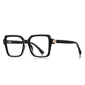 Crystal Accent Square Blue Light Blocking Glasses in Glossy Black