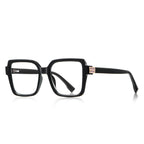 Crystal Accent Square Blue Light Blocking Glasses in Glossy Black