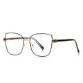 Multi-Groove Hinge Butterfly Square Blue Light Blocking Glasses in Black & Gold