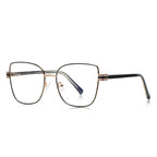 Multi-Groove Hinge Butterfly Square Blue Light Blocking Glasses in Black & Gold