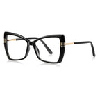 Triple Bar Butterfly Square Blue Light Blocking Glasses in Glossy Solid Black