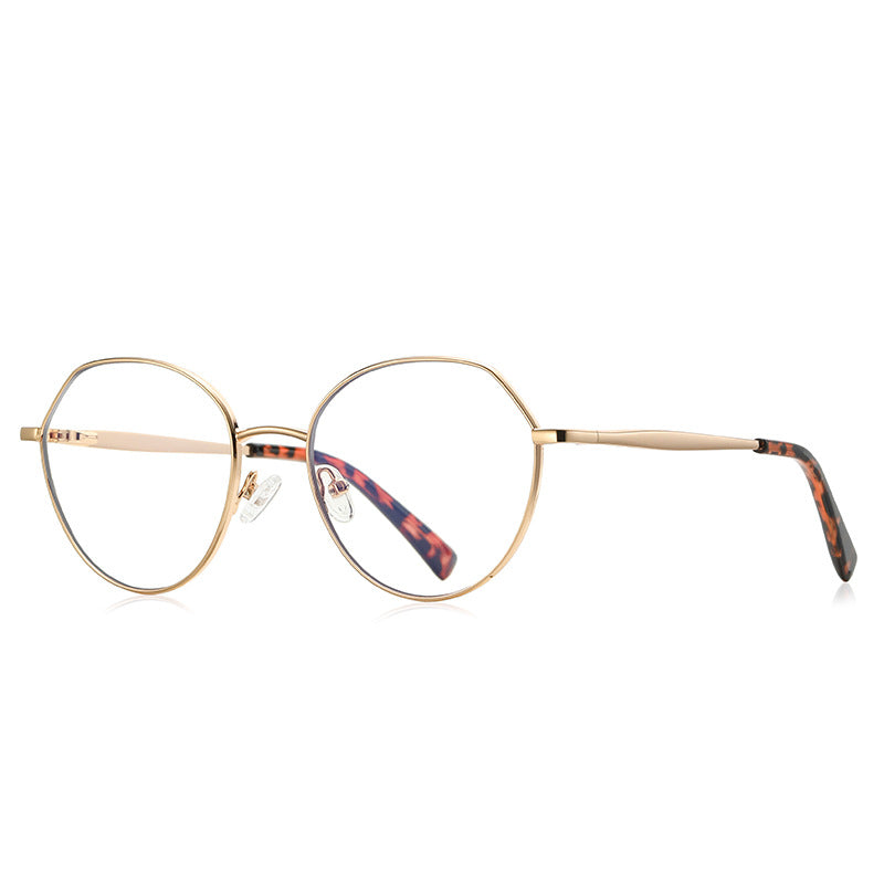 Geometric Metal Round Blue Light Blocking Glasses in Pale Gold