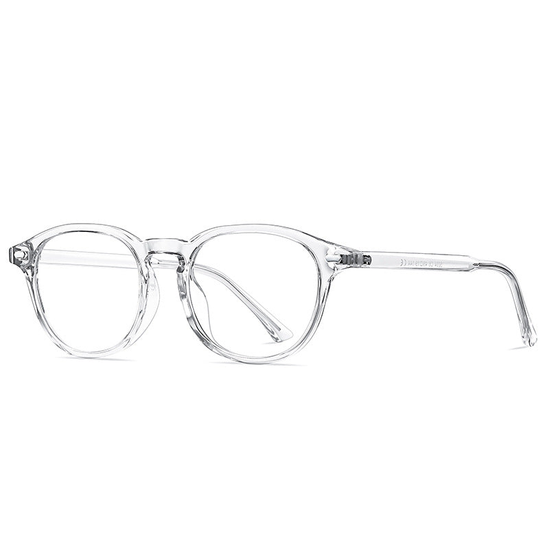 Dual Pin Rivet Keyhole Round Blue Light Blocking Glasses in Crystal Clear