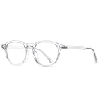 Dual Pin Rivet Keyhole Round Blue Light Blocking Glasses in Crystal Clear