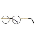 Segmented Temple Metal Round Blue Light Blocking Glasses in Gold & Black