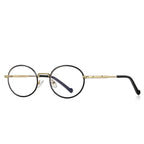 Segmented Temple Metal Round Blue Light Blocking Glasses in Gold & Black