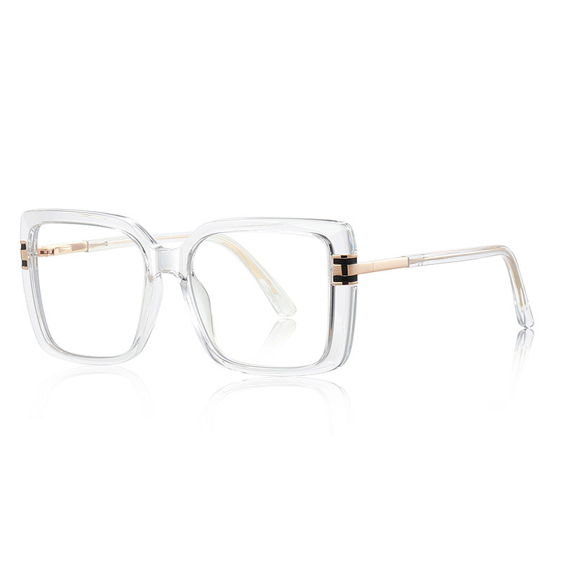 Two-Tone Square Blue Light Blocking Glasses in Crystal Clear