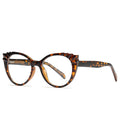 Pleated Brow Cat Eye Blue Light Blocking Glasses in Amber Leopard Tortoiseshell