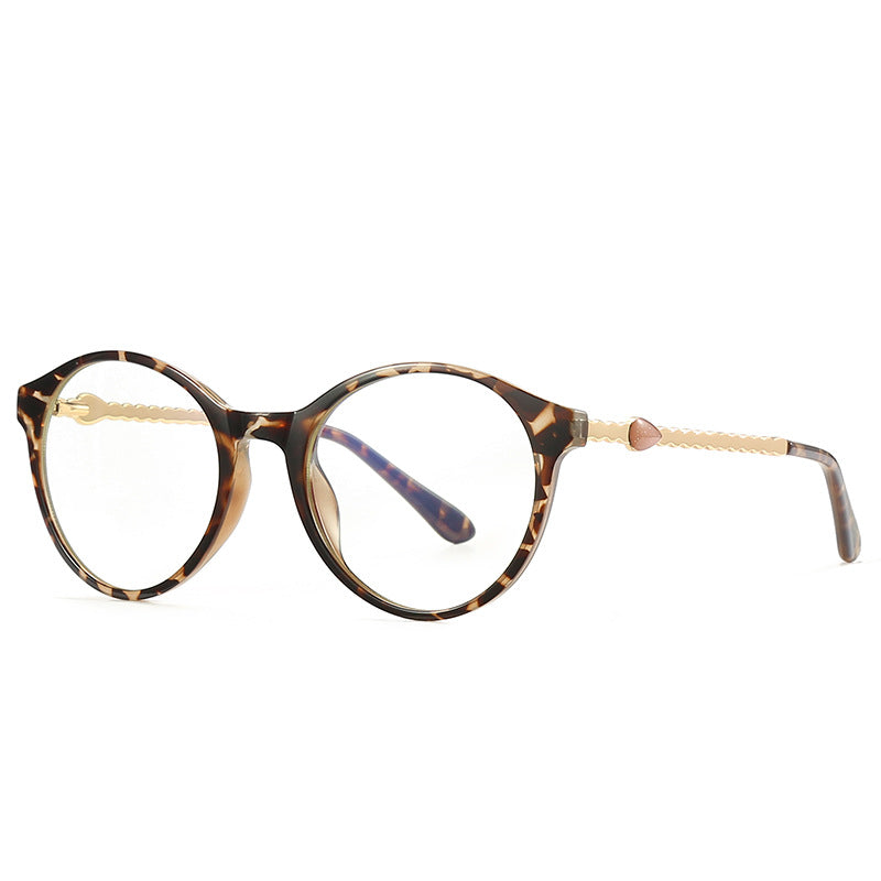 Cabochon Temple Round Blue Light Blocking Glasses in Amber Leopard Tortoiseshell