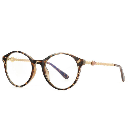 Cabochon Temple Round Blue Light Blocking Glasses in Amber Leopard Tortoiseshell