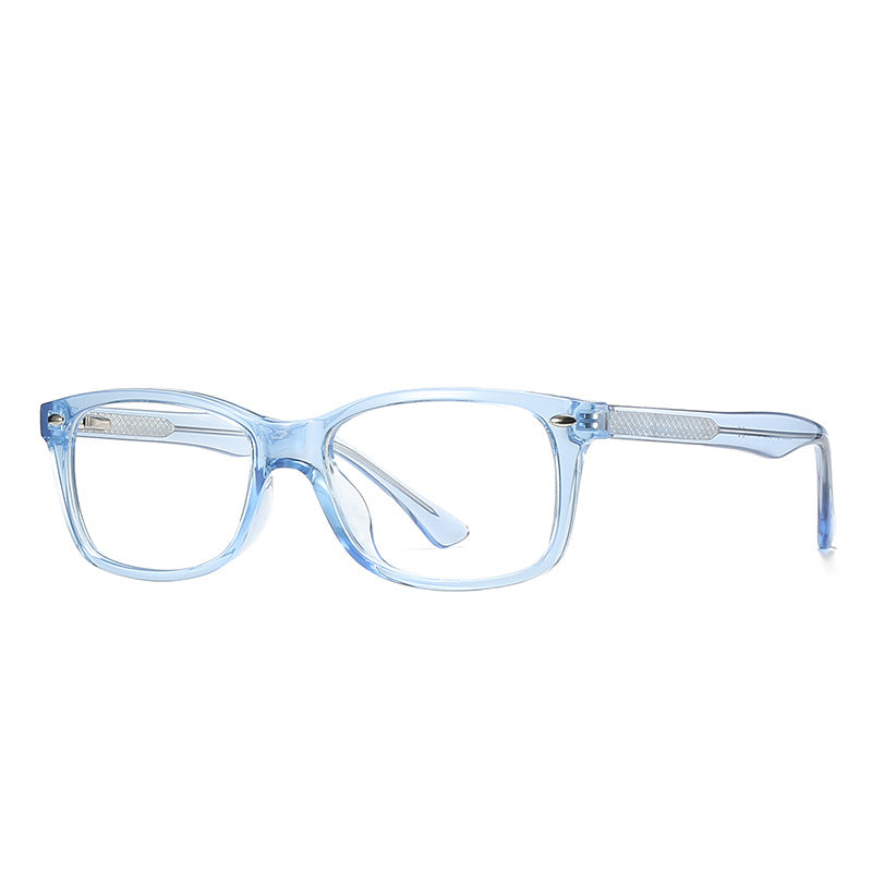 Wire Core Rectangle Blue Light Blocking Glasses in Ice Blue