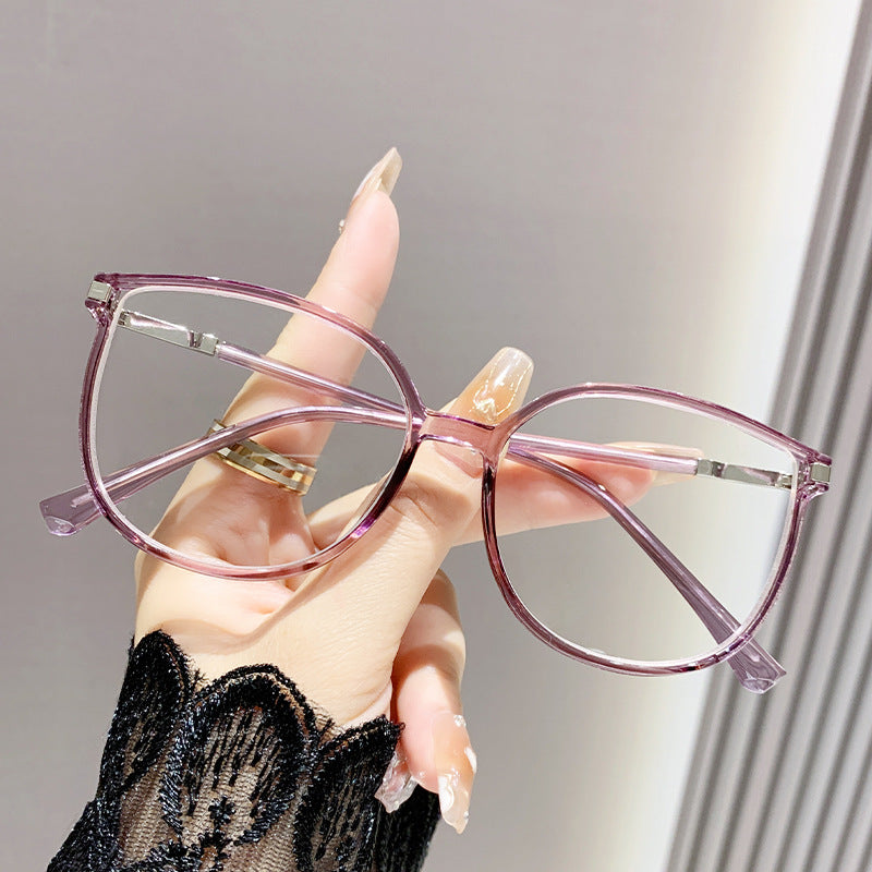 Oversized Rounded Square Blue Light Blocking Glasses in Translucent Blush Pink
