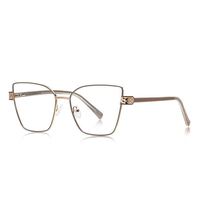 Diamond-Cut Hinge Butterfly Blue Light Blocking Glasses in Forest Green with Gold Hardware