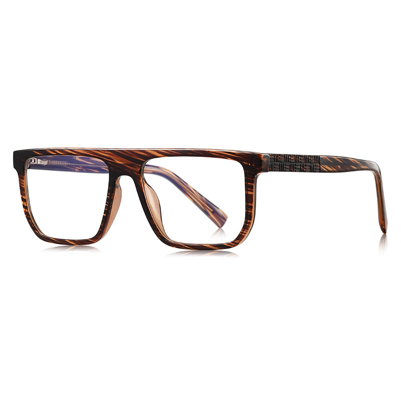 Basketweave Temple Flat Top Blue Light Blocking Glasses in Amber Tortoiseshell