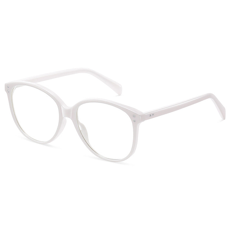 Dual Dot Rivet Round Blue Light Blocking Glasses in Crystal Clear White