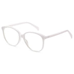 Dual Dot Rivet Round Blue Light Blocking Glasses in Crystal Clear White