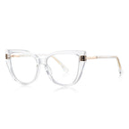 Greek Key Cat Eye Blue Light Blocking Glasses in Crystal Clear