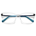 Dual Bar Cat Eye Blue Light Blocking Glasses in Crystal Clear & Teal