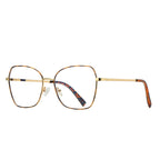 Enamel Browline Metal Butterfly Spring Hinge Blue Light Blocking Glasses in Polished Gold with Tortoise Enamel