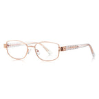 Vintage Metal Rectangle Blue Light Blocking Glasses in Rose Gold &amp; Clear