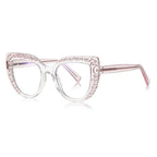 Punched Dot Cat Eye Blue Light Blocking Glasses in Crystal Clear