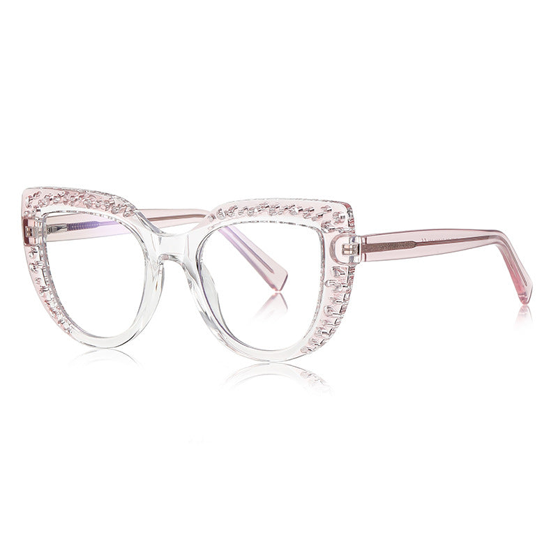 Punched Dot Cat Eye Blue Light Blocking Glasses in Crystal Clear