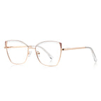 Triangle Wing Butterfly Blue Light Blocking Glasses in Rose Gold with Peach Brow & Triangle Wingtips