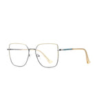 Linear Bar Square Spring Hinge Blue Light Blocking Glasses in Champagne with Amber Tips