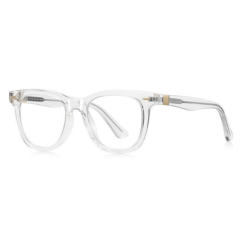 Metal Band Square Blue Light Blocking Glasses in Crystal Clear & Gold
