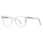 Metal Band Square Blue Light Blocking Glasses in Crystal Clear & Gold