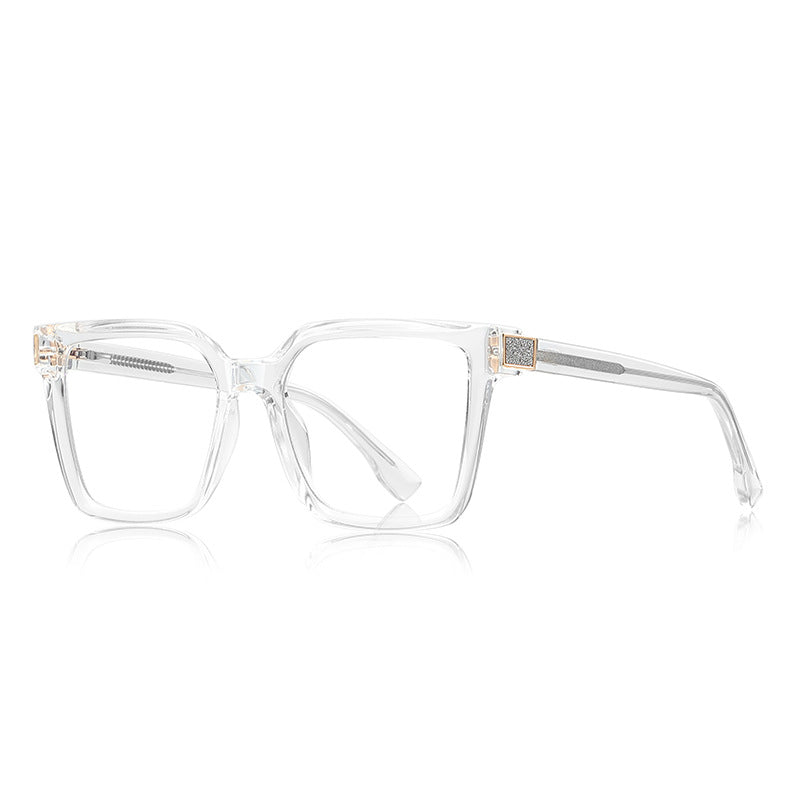 Pavé Hinge Square Blue Light Blocking Glasses in Crystal Clear
