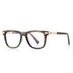 Fluted Temple Square Blue Light Blocking Glasses in Brown Striated Horn with Gold Hardware