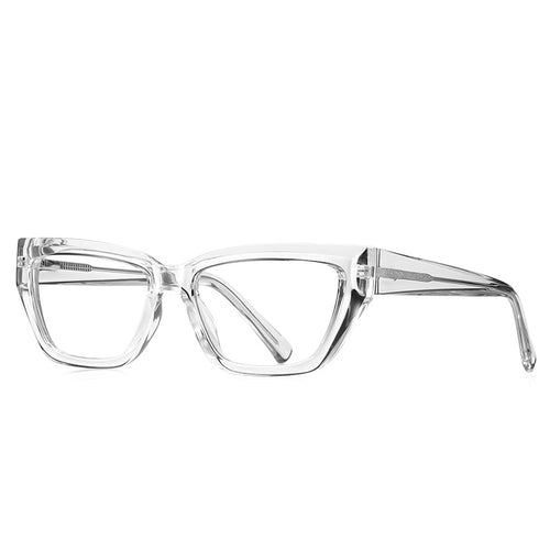 Angular Beveled Cat Eye Blue Light Blocking Glasses in Crystal Clear