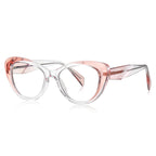 Sculpted Wing Cat Eye Blue Light Blocking Glasses in Crystal Clear with Peach Pink Brow